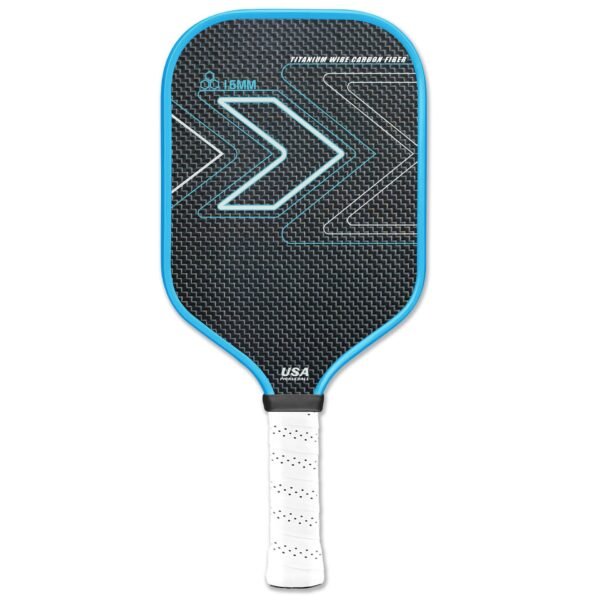 Titanium Silver Carbon Fiber Pickleball Paddle – UV Color Printing, Hollow Design, Fabric Texture Grip, Anti-Slip & Waterproof Professional Paddle for US Clubs
